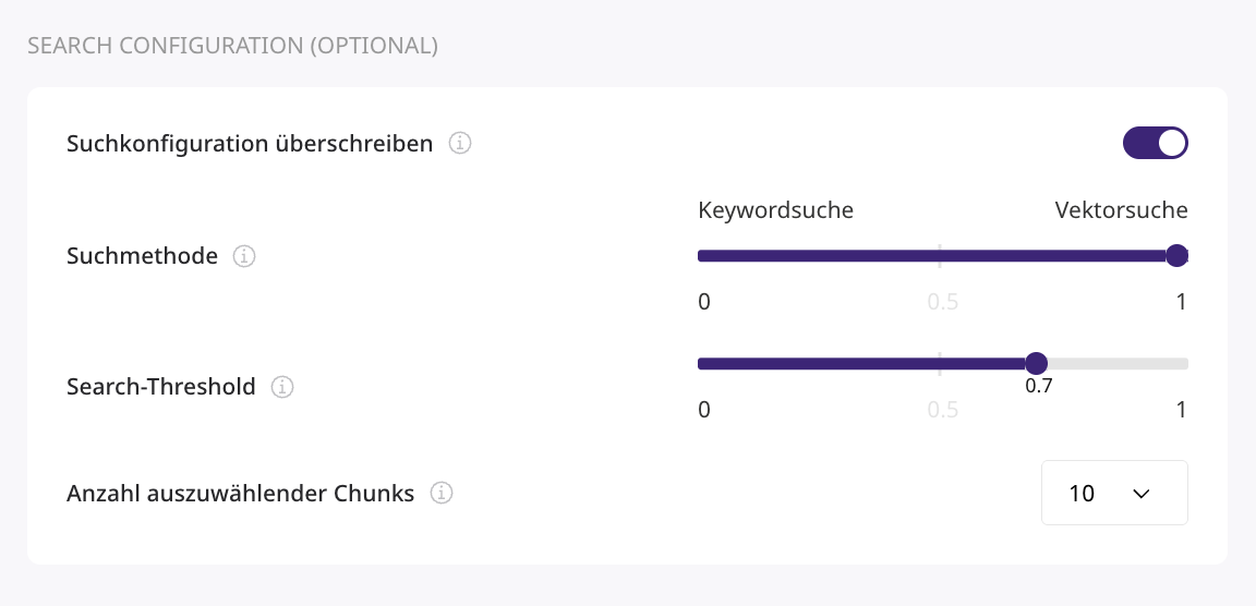 Suchkonfiguration im Agenten-Management überschreiben