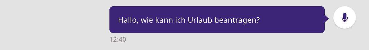 Chatnachricht im Conversation-Viewer mit Mikrofon-Symbol für die Eingabeart Stimme