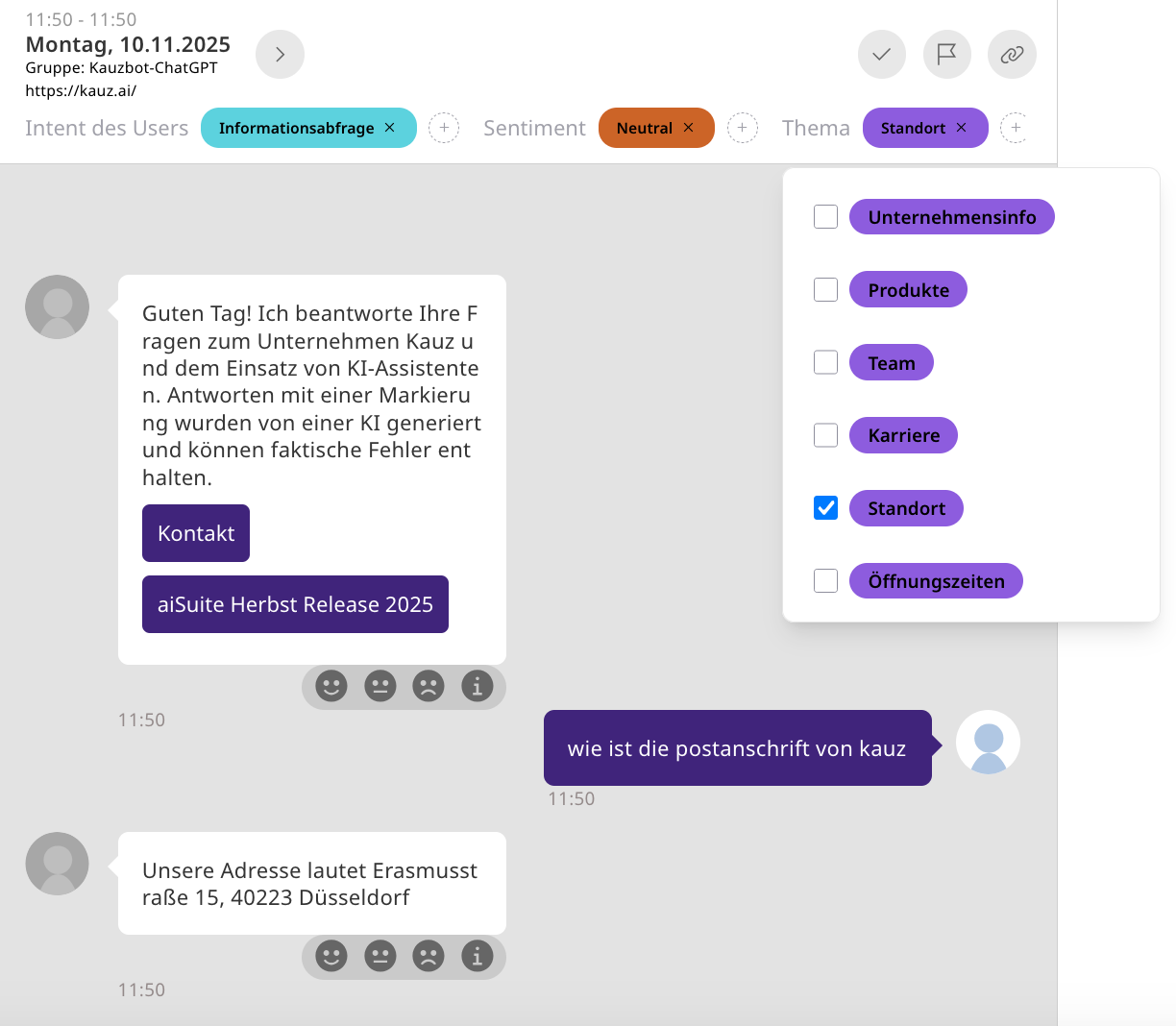 Ansicht im Conversation-Viewer