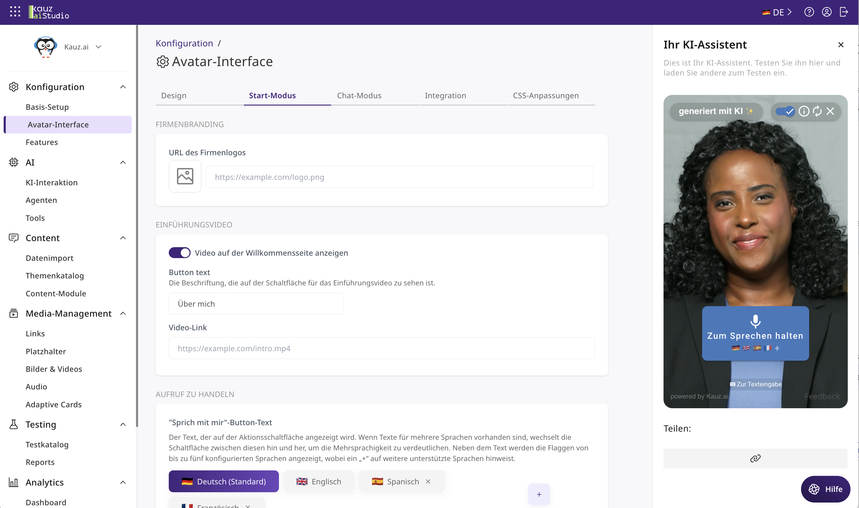 Im aiStudio konfigurierter KI-Avatar
