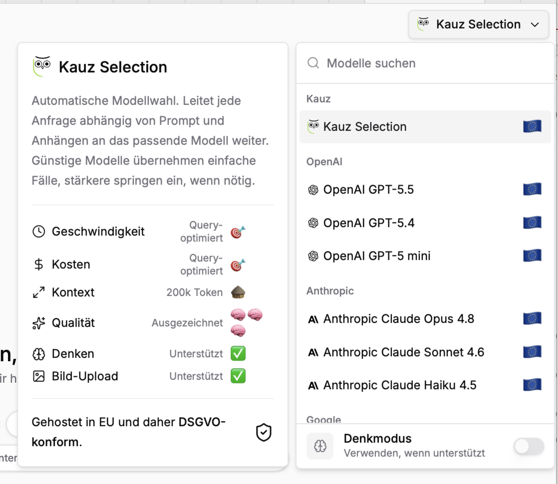 Kauz-Selection als Standard in der Modellauswahl