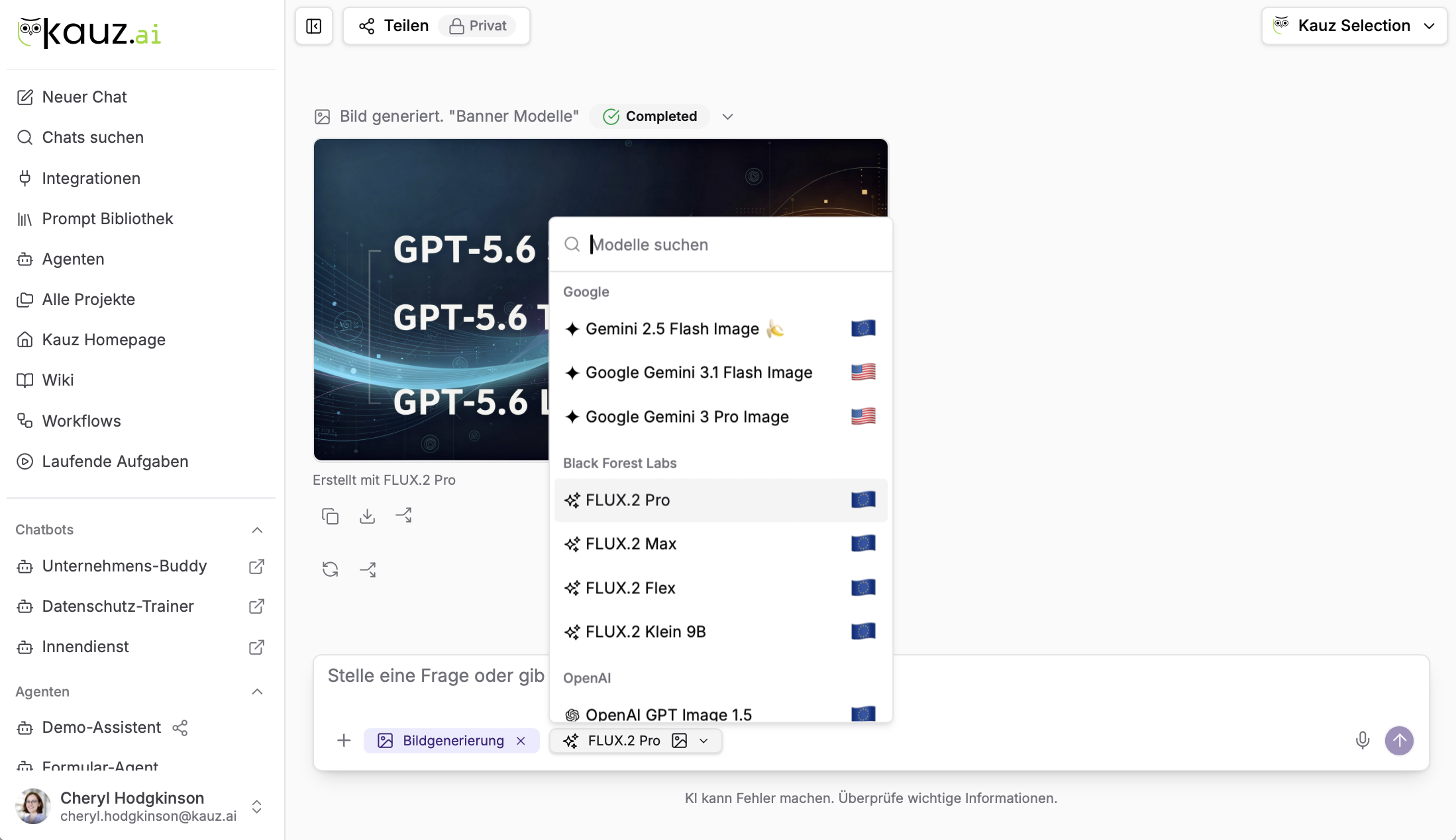 Neue Bildauswahl im aiWorkplace Chat