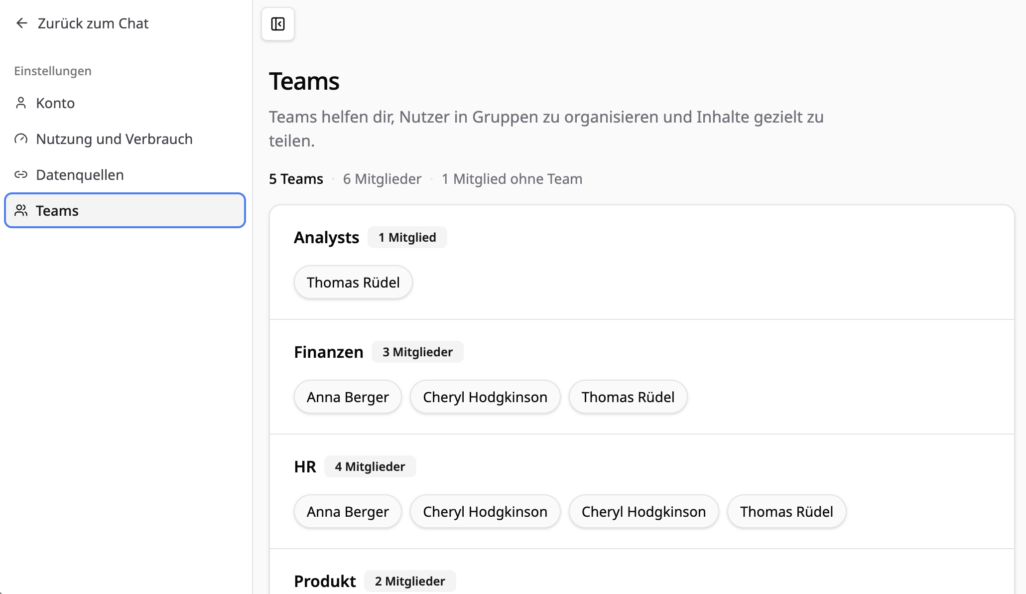 Teams im aiWorkplace verwalten
