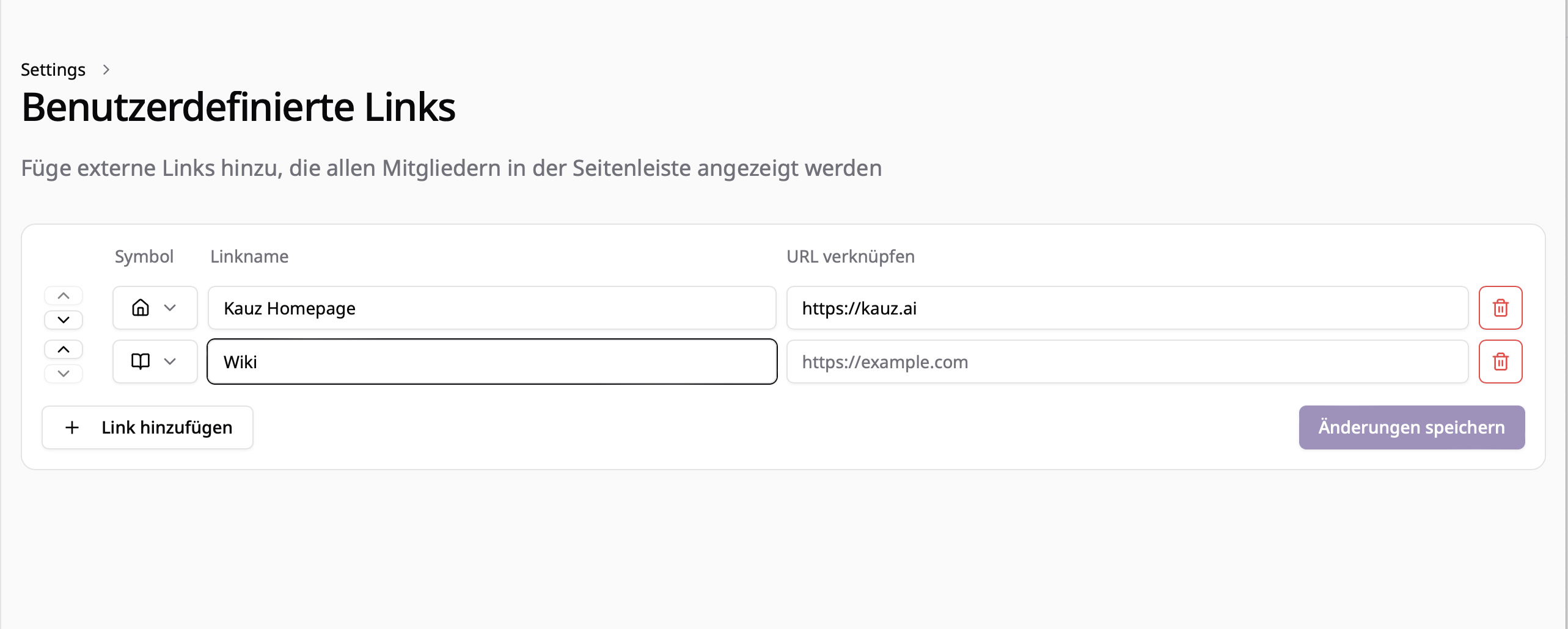 Benutzerdefinierte Links im Administrationsbereich hinzufügen