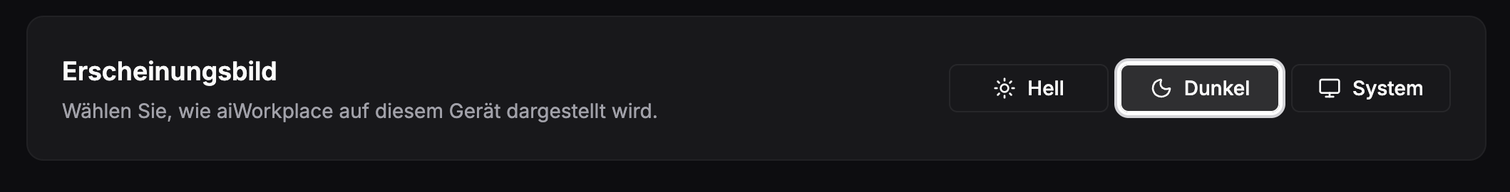 Dark-Mode-Konfiguration im aiWorkplace