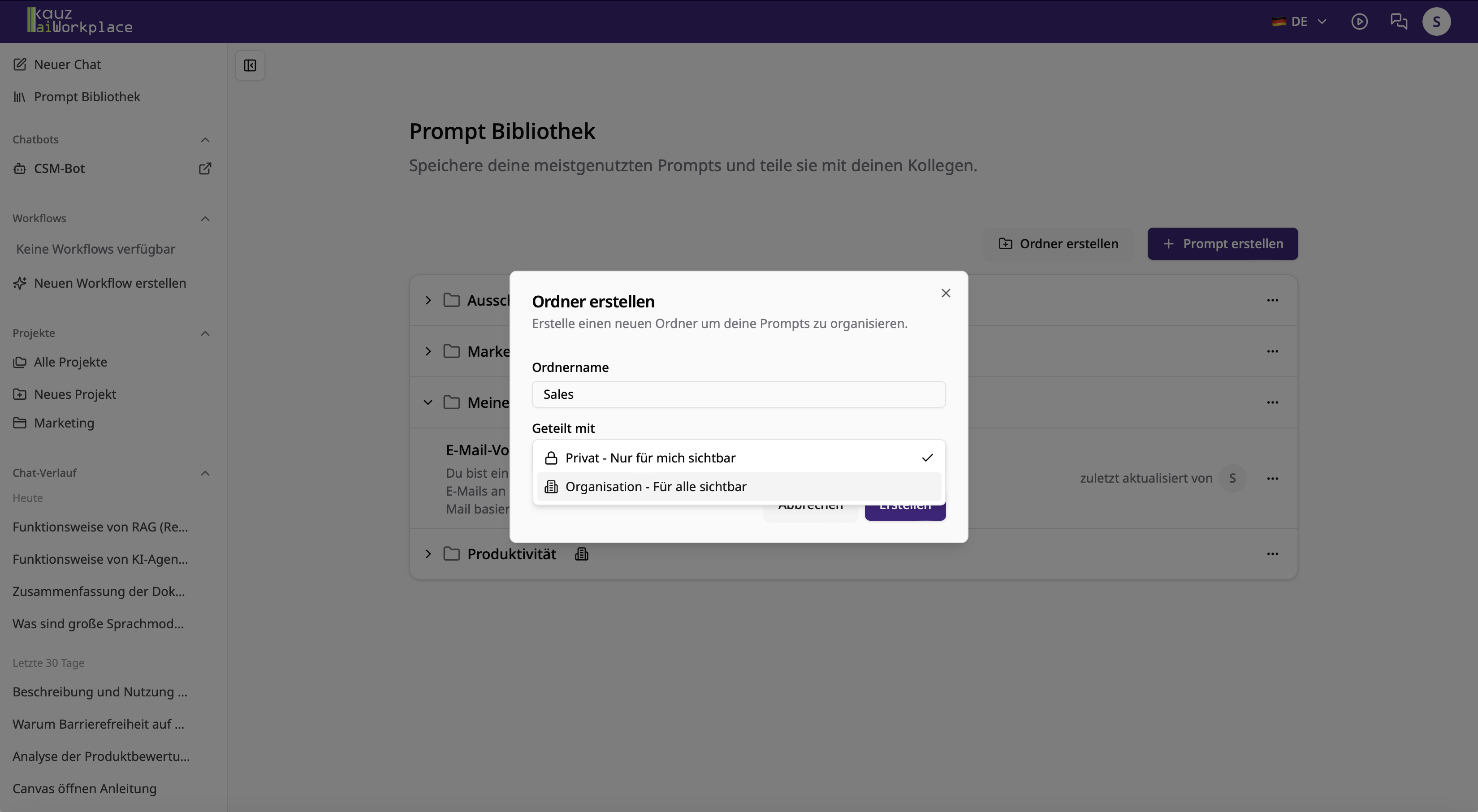Prompt-Ordner erstellen
