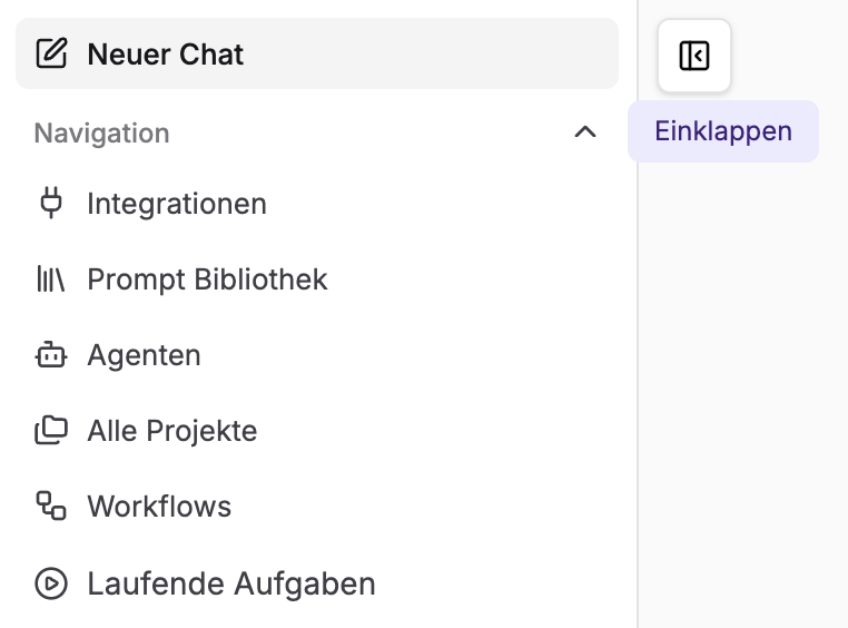Ausgeklappte Navigation