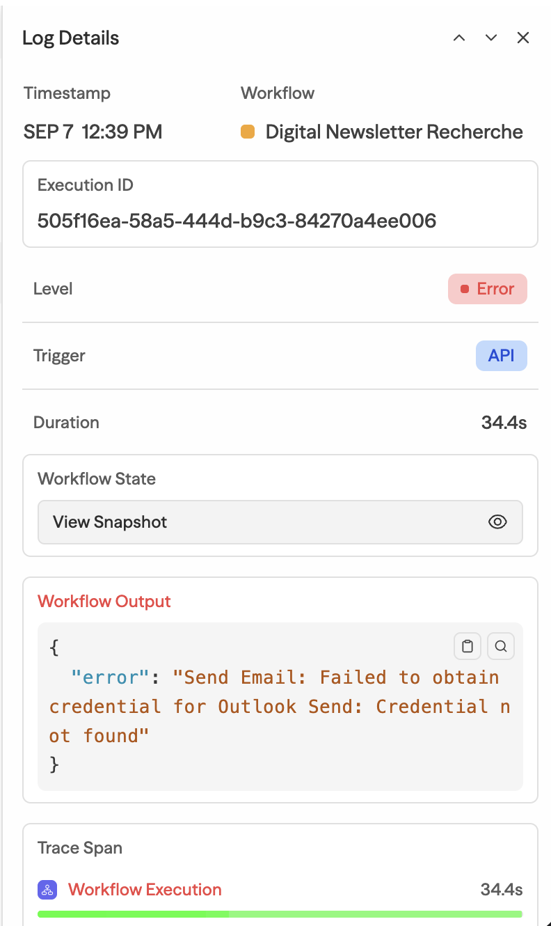 Log Details mit Trace Span