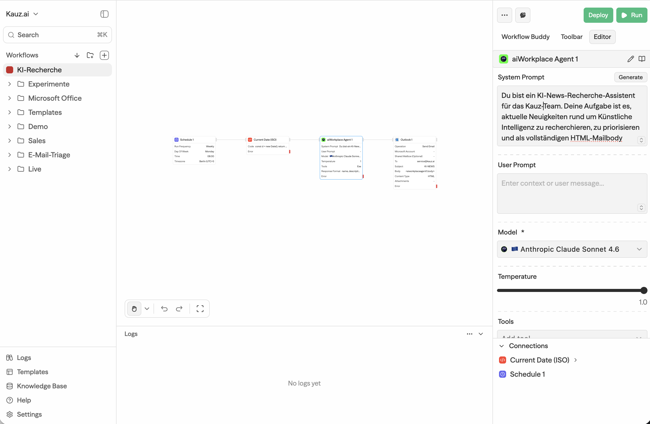Gesamtansicht aiWorkflowBuilder