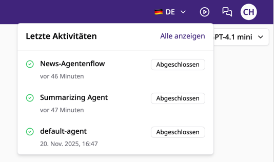 Workflow-Durchläufe im aiWorkplace