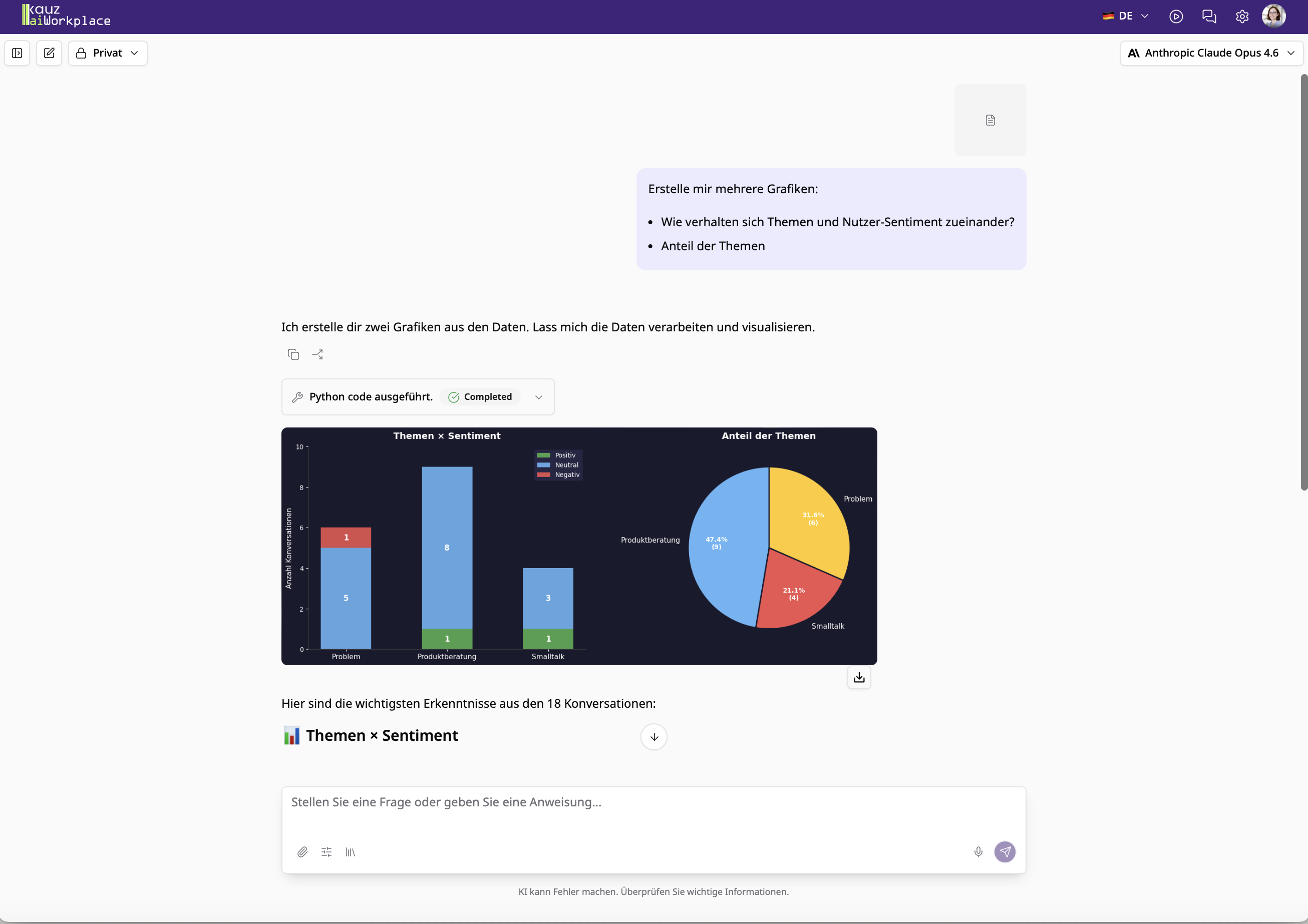 Auswertung der Exportdaten im aiWorkplace